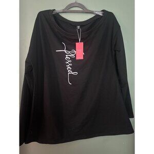 Women's Blessed Sweater Black Size 2XL Long Sleeve Lightweight Knit Shirt NWT